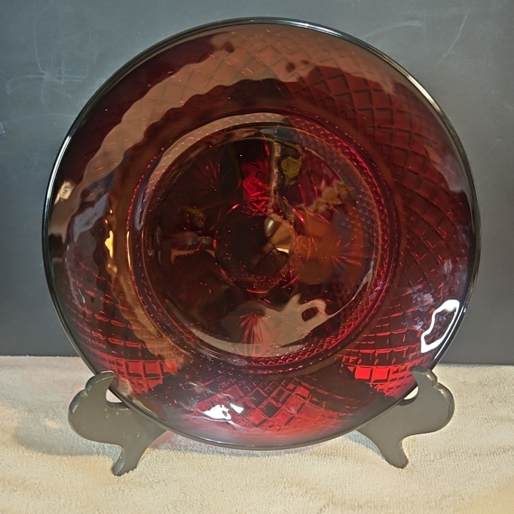 Luminarc Cristal D'Arques Durand Vintage Ruby Red 8" Salad Plates/ France 1970